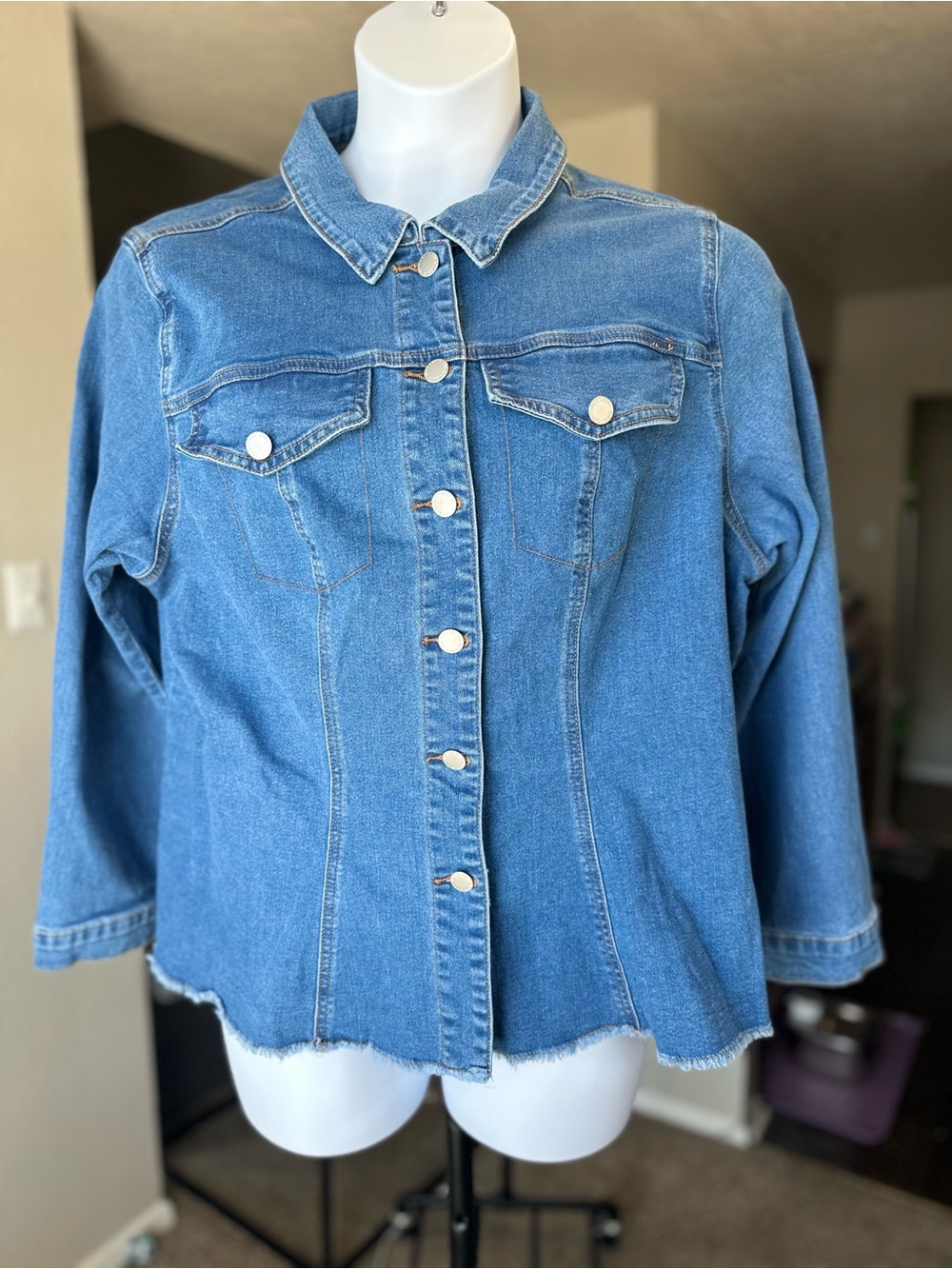 SHEIN Light Blue Denim Button-Up Jacket